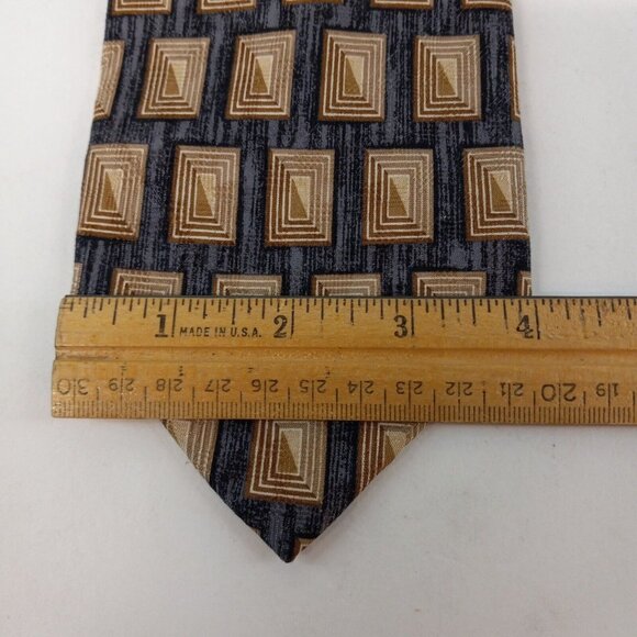 Betini Men's Necktie 58" L x 4" W Made in Italy 100% Silk Charcoal Grey & Brown - Picture 5 of 7